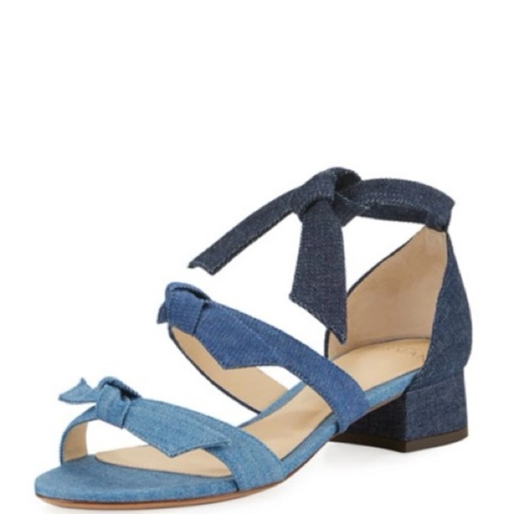 ALEXANDRE BIRMAN Mary Knotted Blue Denim Bow Heel Sandal 36.5